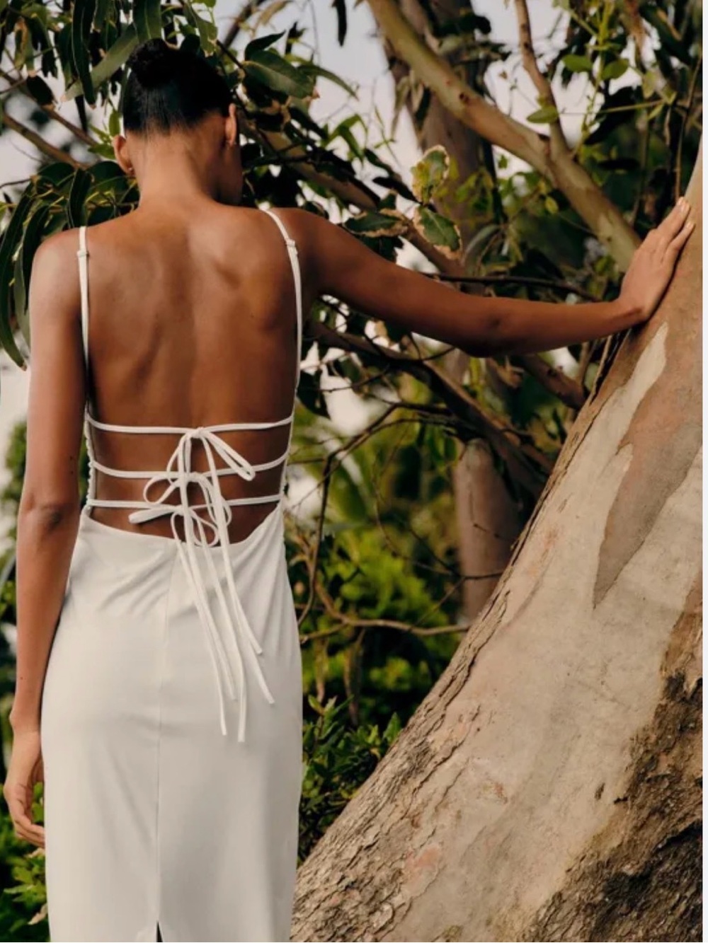 Zara white long draped open back dress